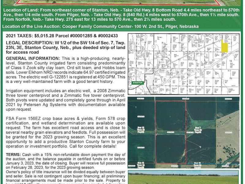 Land Auction 81.31 Acres Prod : Pilger : Stanton County : Nebraska