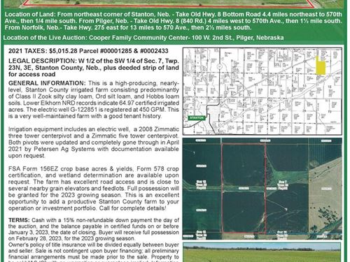 Land Auction 81.31 Acres Prod : Pilger : Stanton County : Nebraska