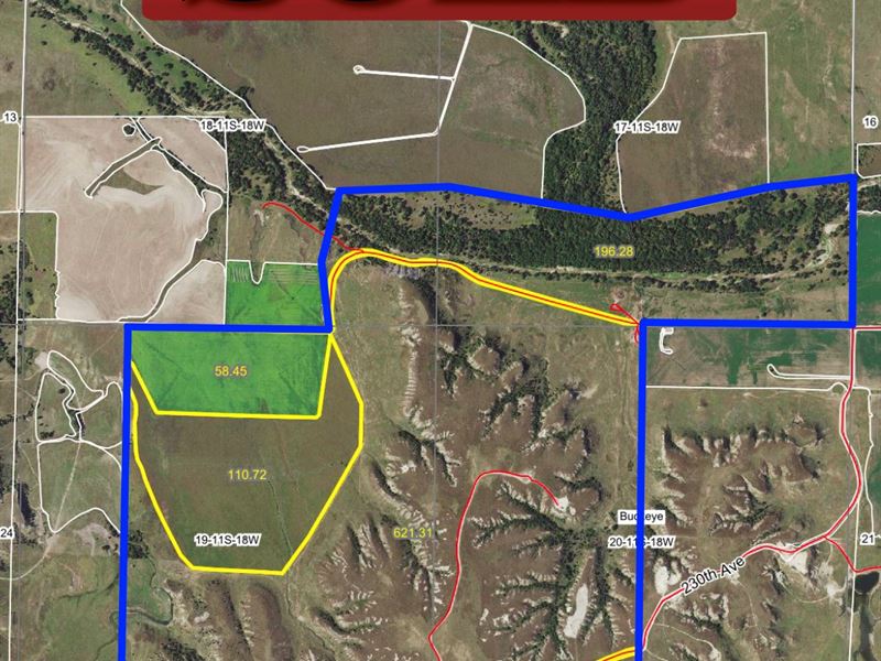 1,024 Acres Hunting Land & Minerals : Hays : Ellis County : Kansas
