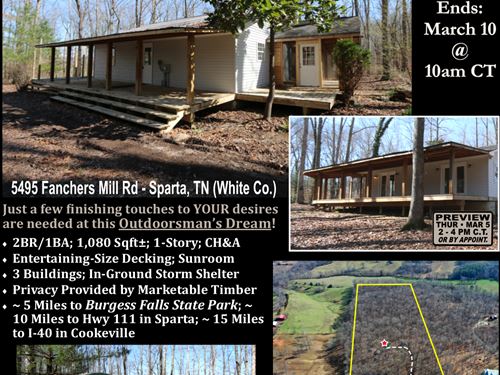 Farmhouse on Wooded Tract : Sparta : White County : Tennessee