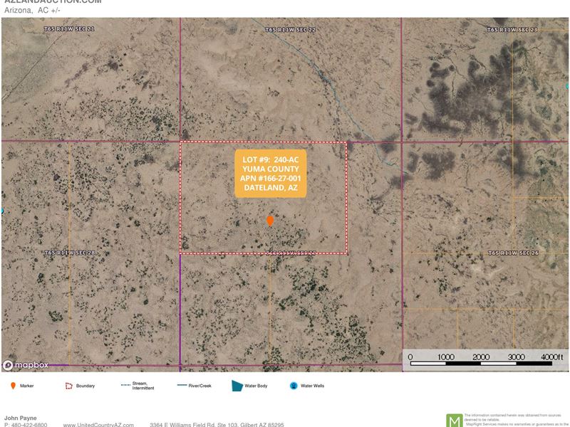 Online Auction 240 Acres Farm Ranch : Dateland : Yuma County : Arizona