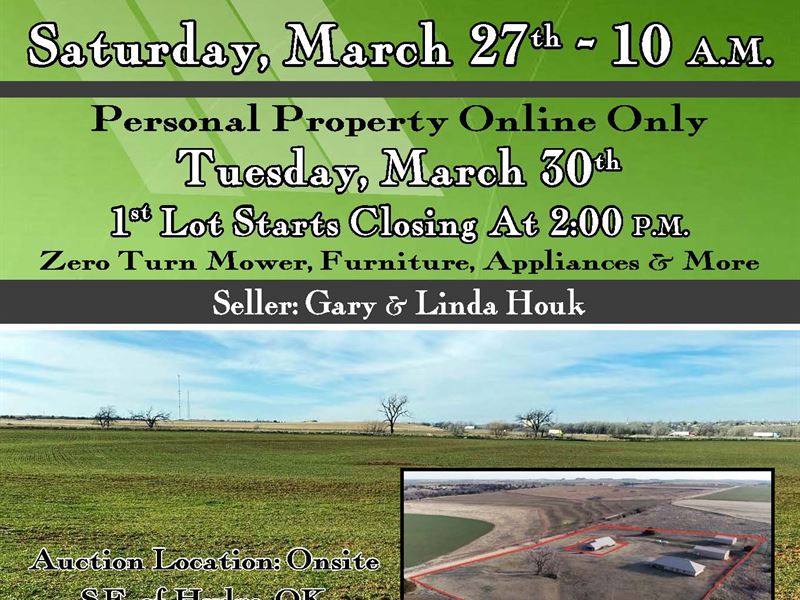 Home on 5 Acres and Fram : Hydro : Caddo County : Oklahoma