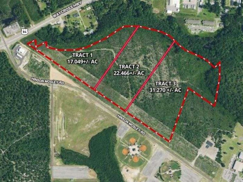 3 Large Land Tracts : Jesup : Wayne County : Georgia