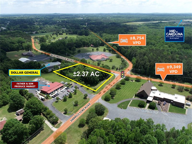 Signalized Hard Corner 2.37 Acres : Salisbury : Rowan County : North Carolina