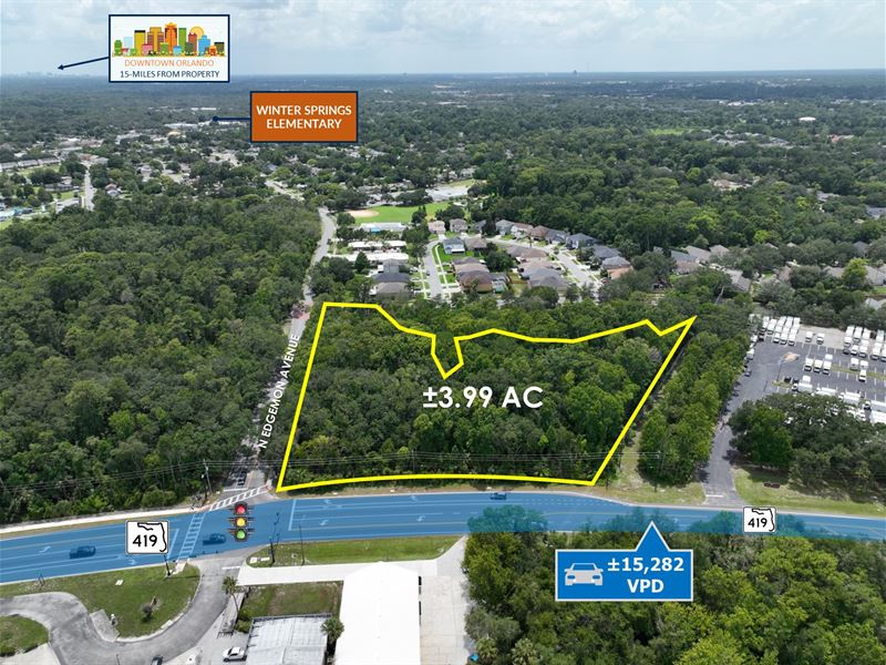 Signalized Corner 3.99 Acre Parcel : Winter Springs : Seminole County : Florida