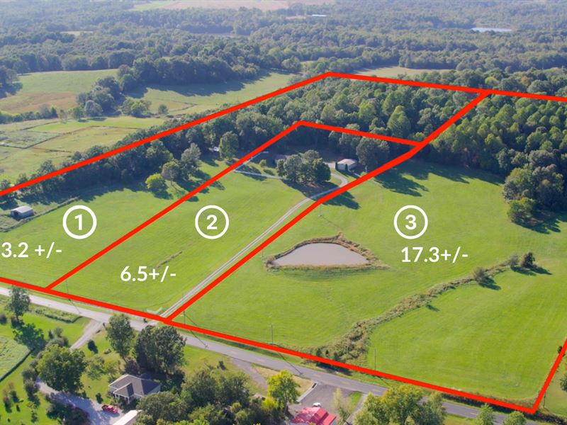 37 Acres in 3 Tracts for Auction : Hopkinsville : Christian County : Kentucky