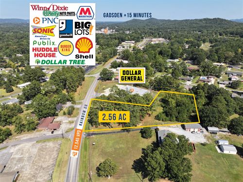 2.56 Acres, Dollar General Adjacent : Rainbow City : Etowah County : Alabama