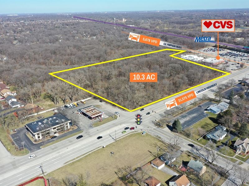 Hard Corner 10 Acre Parcel, 37K Vpd : Olympia Fields : Cook County : Illinois
