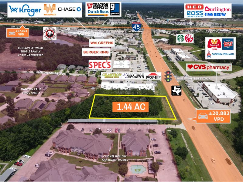 1.44 Acre Parcel Houston Msa : Willis : Montgomery County : Texas