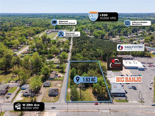 1.63 Acre Commercial Land Parcel : Pine Bluff : Jefferson County : Arkansas