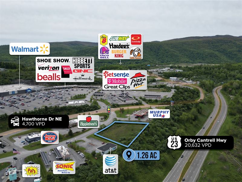 $1 Auction 1.26Ac Walmart Outparcel : Norton : Wise County : Virginia