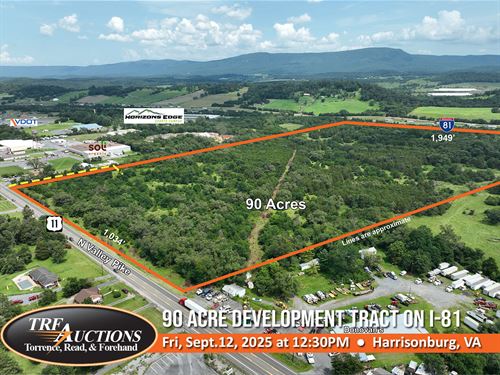 90 Commercial Acres on I-81 & Rt 11 : Harrisonburg : Rockingham County : Virginia